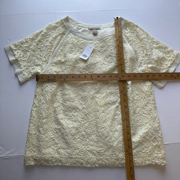 Banana Republic Lace Raglan Top Women’s L White Short Sleeve Blouse NWT - Picture 10 of 13